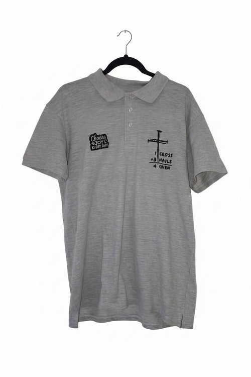 1 Cross 3 Nails 4 Given polo shirt - front