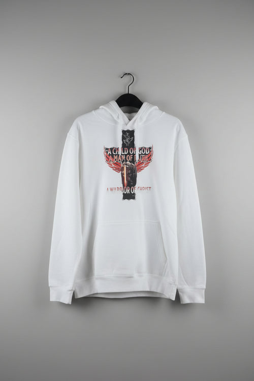 Child of God A Man of Faith A Warrior of Christ white hoodie - front