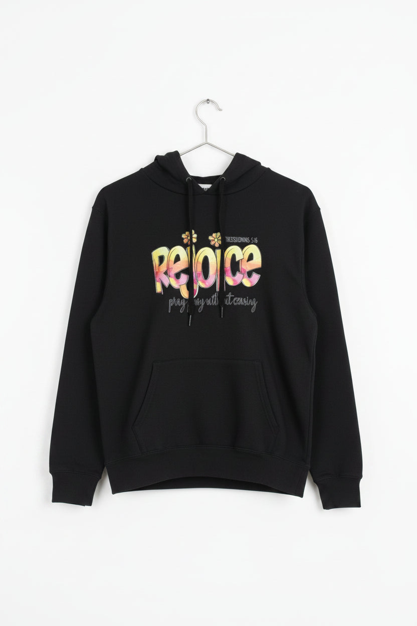 Rejoice Always Hoodie - front graphic