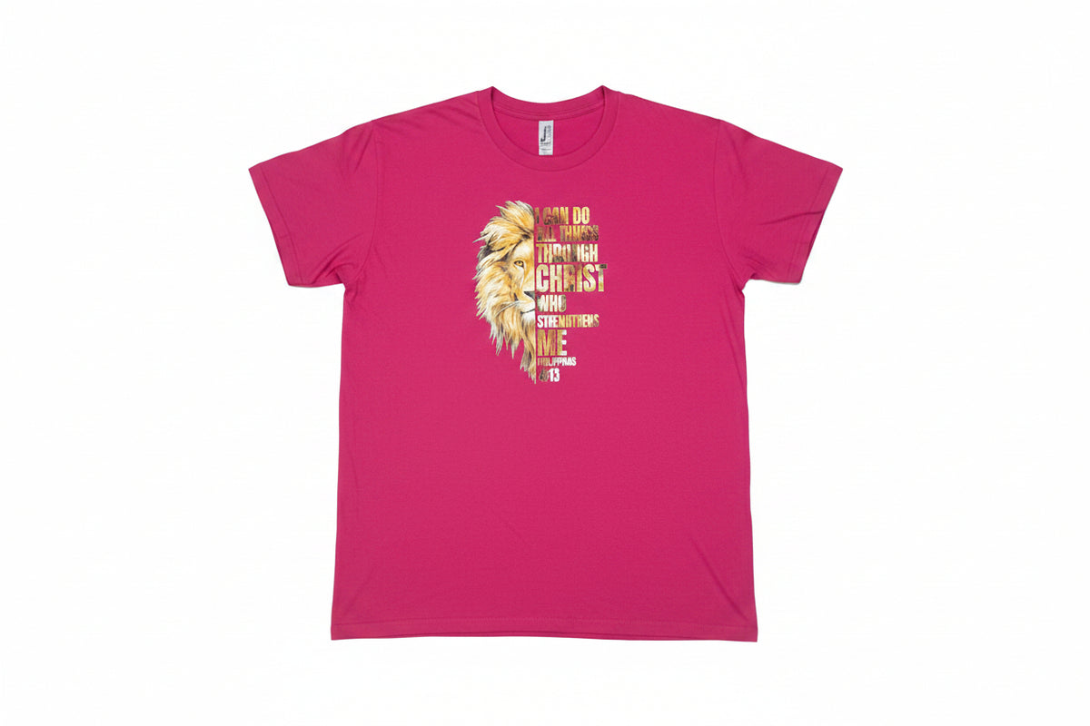 I Can Do All Things Through Christ Men's T-Shirt Pink - Front