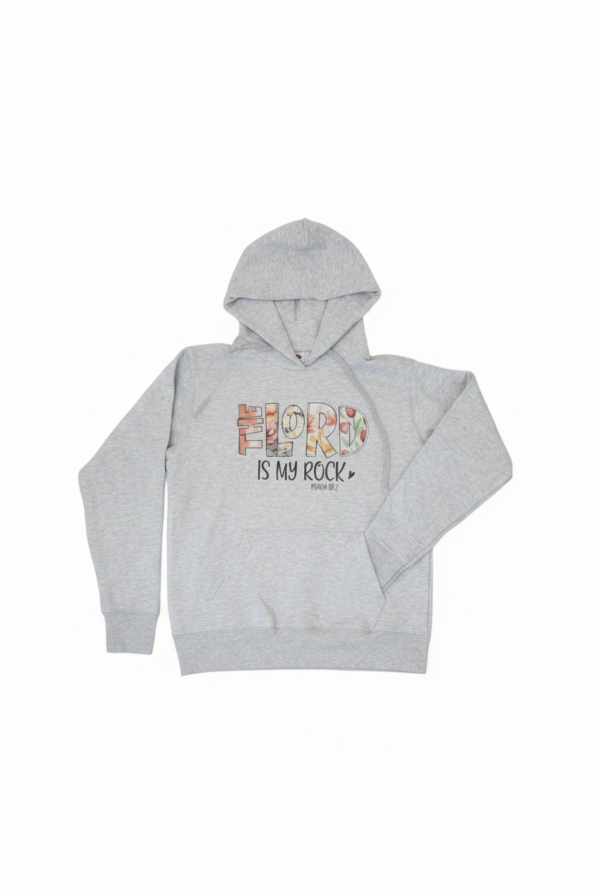 The Lord Is My Rock grey women's hoodie – front view