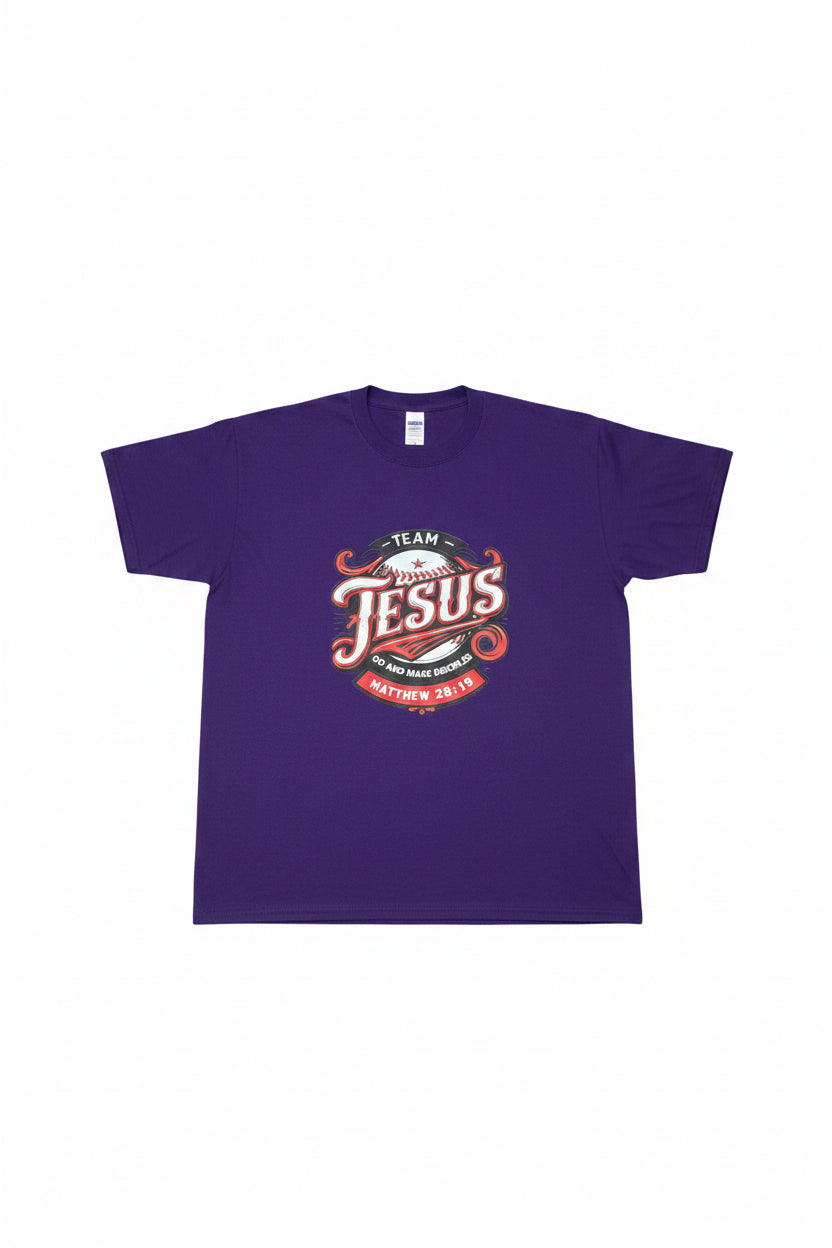 Team Jesus purple men's t-shirt – front view