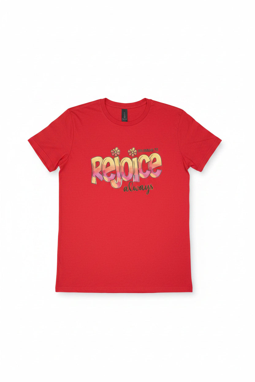 Rejoice Always red women's t-shirt – front view