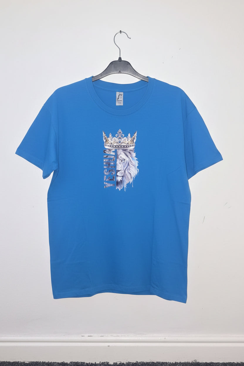 Yeshua Lion King men's blue t-shirt - front