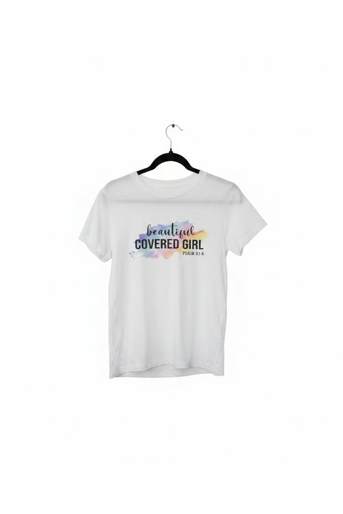 Beautiful Covered Girl Psalm 91:4 T-Shirt - Front