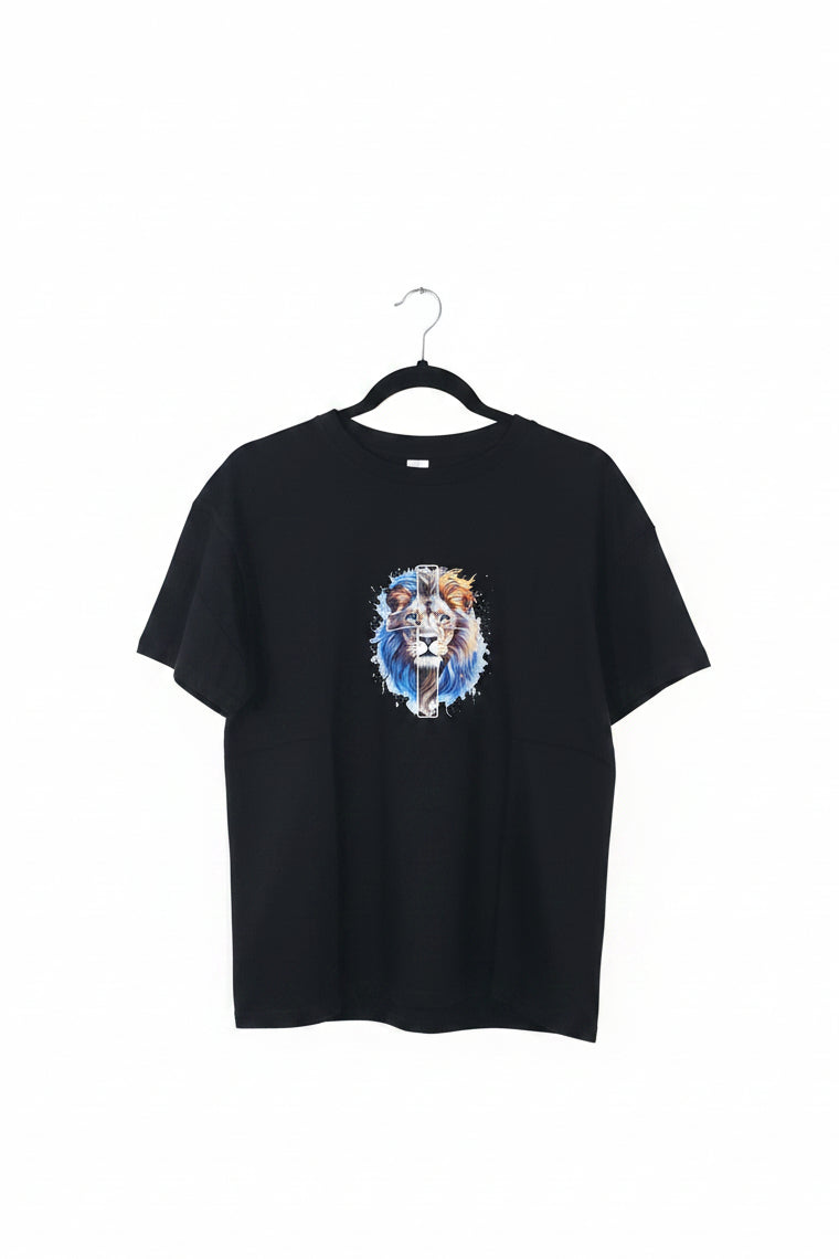 Lion of Judah Watercolour T-Shirt – Black