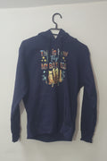 This Is How I Fight My Battles Navy Hoodie – Front view with multicolour scripture graphic